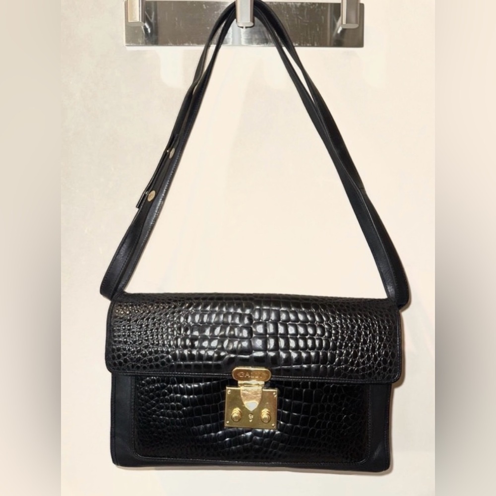 Bally Leather Croc-Embossed | 3 way Bag | Leather Lined | Vintage